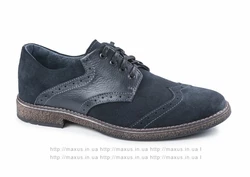 Весенние классические туфли Maxus. Модель Оксфорд-П к/з синие.
