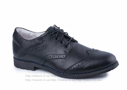 Весенние классические туфли Maxus. Модель Оксфорд-П кожа чёрные.