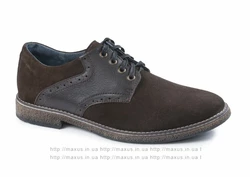 Весенние классические туфли Maxus. Модель Оксфорд к/з коричневые.