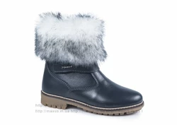 Детские зимние (осенние) ботинки для девочки Мaxus. Модель АЛ на липучке син кож.