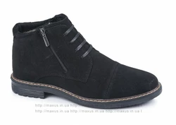 Мужские ботинки на меху Maxus. Модель 106 Ш замш чёрные