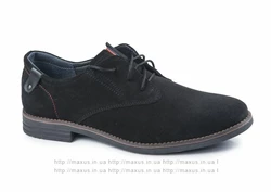 Мужские весенние туфли Maxus. Модель HF замш чёрные.