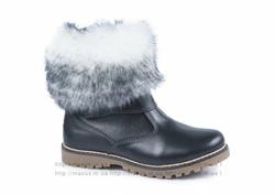 Детские зимние (осенние) ботинки для девочки Мaxus. Модель АЛ на липучке чер кож.