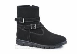 Детские зимние (осенние) ботинки для девочки Мaxus. Модель 2-П черн замш.