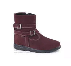 Детские зимние (осенние) ботинки для девочки Мaxus. Модель 2-П замш красные