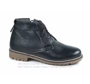 Детские осенние (зимние) ботинки Maxus. Модель НФ флис (или мех)кожа чёрные