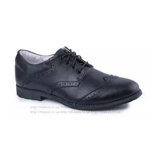 Весенние классические туфли Maxus. Модель Оксфорд-П кожа чёрные.