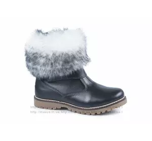 Детские зимние (осенние) ботинки для девочки Мaxus. Модель АЛ на липучке чер кож.