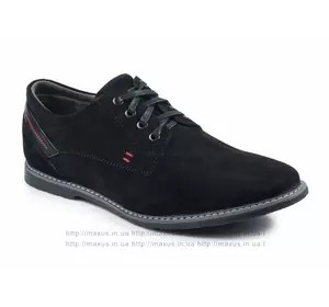 Мужские весенние туфли Maxus. Модель Мартин замш чёрные.