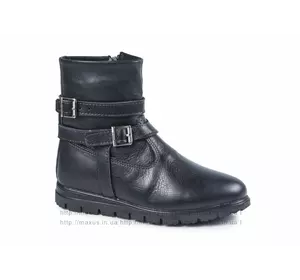 Детские зимние (осенние) ботинки для девочки Мaxus. Модель 2-П черн кож.